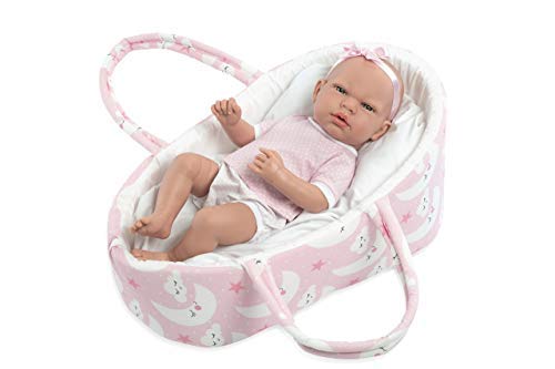 Ann Lauren 15.2 Inch Baby Doll With Pink Bassinet & Pacifier - Soft Toy For Kids
