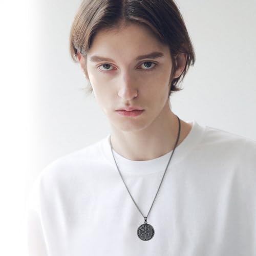 PELOVNY Memento Mori Necklace 925 Sterling Silver Amor Fati Stoic Four Virtues Necklace Nature Jewelry Christmas Stoicism Gifts for Men Women Black/Gold/Silver2