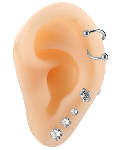 Jerywe 27Pcs 16G Cartilage Earrings Stud Hoop For Women Men Stainless Steel Helix Piercing Tragus Earrings Forward Conch Piercing Jewelry #TOP3