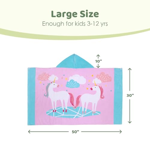 31WobOZbkGL. SL500  - SealCaptain Kids Bath Towel with Hood, Ultra Large Soft Thick Pure Cotton Hooded Bath Towel for Girls 3T-10 Years with Strong Absorbency, Size 50"x30", Perfect Bath Poncho for Child (Pink Unicorn)