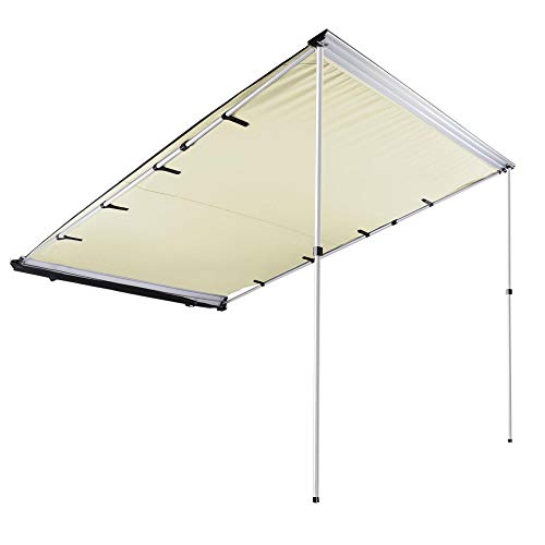 Yescom 6.6X8.2' Car Side Awning Rooftop Pull Out Tent Shelter Pu2000Mm Uv50+ Shade Suv Outdoor Camping Travel Beige #TOP1