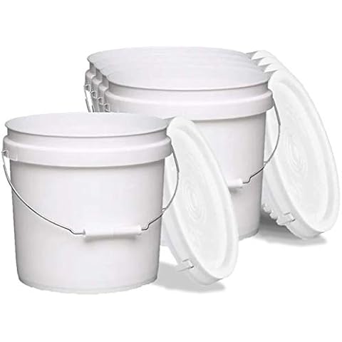 Terra Products Co. White Pails and Lids - Heavy Duty Buckets for Storage - Economical, Durable and Easy to Use (2Gallon 5Pack) Cover