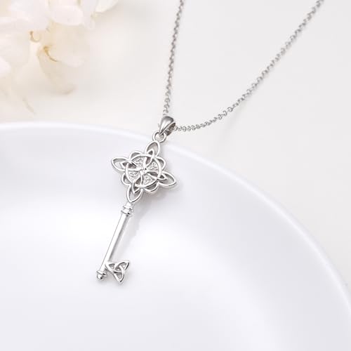 DAOCHONG 925 Sterling Silver Good Luck Irish Jewelry Celtic Knot Pendant Necklaces for Women2