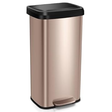 TANGZON 50L/68L Recycling Pedal Bin, Stainless Steel Kitchen Bin with Soft Close Lid, Handle & Non-Slip Base, Fingerprint-Proof Waste Separation Trash Can (68L, with Deodorant Box, Rose Gold)