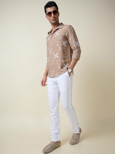 Image of Thomas Scott Mens Regular Fit Embroidered Full Sleeves Casual Shirt