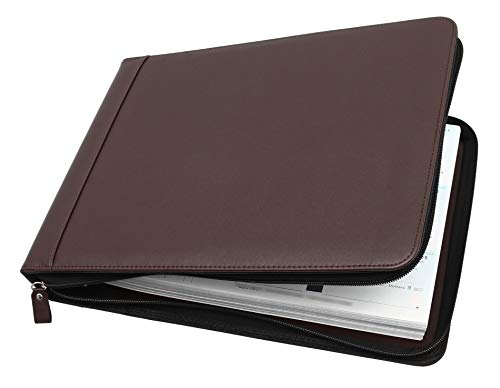 Classeur 3 compartiments avec fermeture Éclair marron pour chèques professionnels