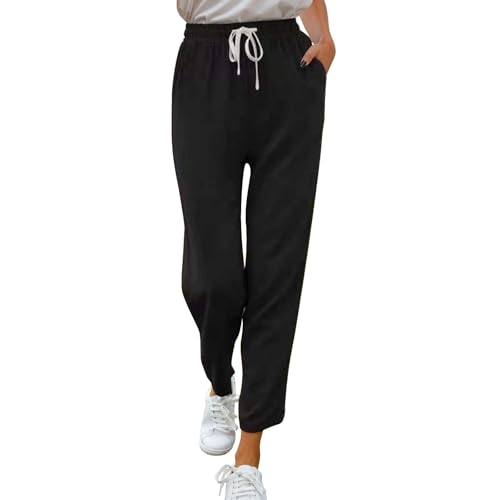 Pantalon en coton et lin pour femme, la douceur d'un jogging noir XL au quotidien