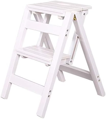 Wooden Step Stool - 2-Tier Folding Ladder Chair for Kitchen, Office, Library - Space-Saving Design, 150kg Weight Capacity, Multi-Functional Indoor Use