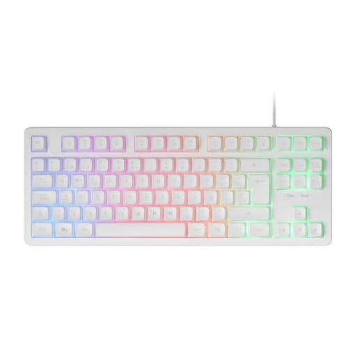Mars Gaming MK023, Teclado Gaming TKL, Tecnología Híbrida H-Mech, Iluminación FRGB Rainbow, Anti-ghosting, Compatibilidad Universal, Blanco, Idioma Español