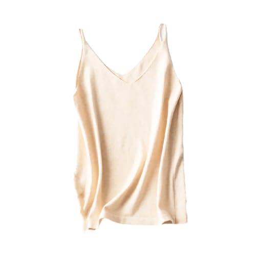 Rfmfkkg V-Neck Cashmere Tank Wool Camisole Solid Color Wool Vest Knitted Sweater Underwear Women