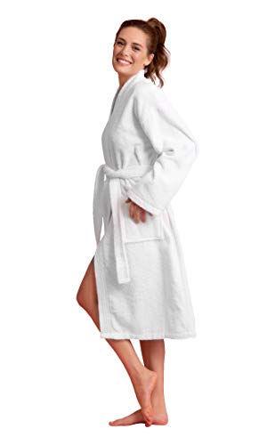 Soft Touch Linen Women's Robe Terry Cloth Kimono Bathrobe Thick 100% Cotton3