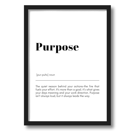 Image of ArtAction Purpose Wall Frame Poster | Motivational Office Word Art for Study Table & Workspace | A4 Size | Framed Typography Poster | Minimalistic Decor & Gift for Students, Professionals