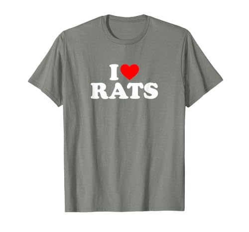 I Love Rats,I Heart Rats T-Shirt, Men, Olive Heather, 3X-Large