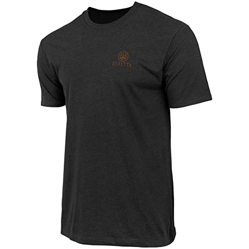 Beretta Men's Legacy Casual Durable Active Wear Ribbed Crew Neck Logo Print Double Needle Hems Short Sleeve T-Shirt