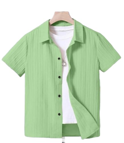 Image of Vikita Enterprise Devansh Cotton Stylish Boys Shirts Regular Fit Hawaiian Sugarcane Strips Popcorn Plain Unisex Shirt