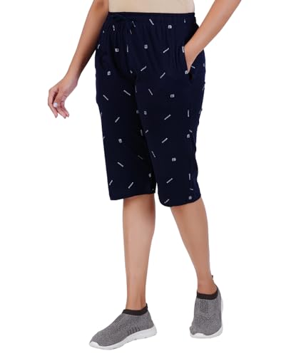 Image of FEEL TRACK Women Cotton Regular Fit Printed Capri (Pack of 1)