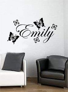 Online Design Personalizado Nombre con Mariposas en la Pared Pegatina Vinilo Adhesivo para Dormitorio Niños - Violeta