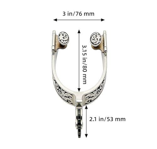 Western Spurs, Stainless Steel Cowboy Spurs with Carved Patterns and Rowels, Suitable for Training and Riding, Unisex - Image 4