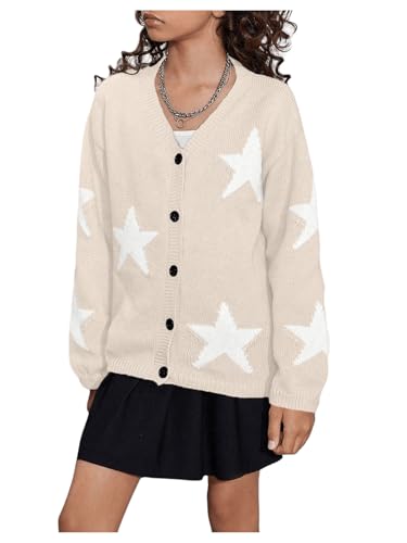 Image of WDIRARA Girl's Strawberry Printed Button Front Long Sleeve Casual Cardigan Sweaters