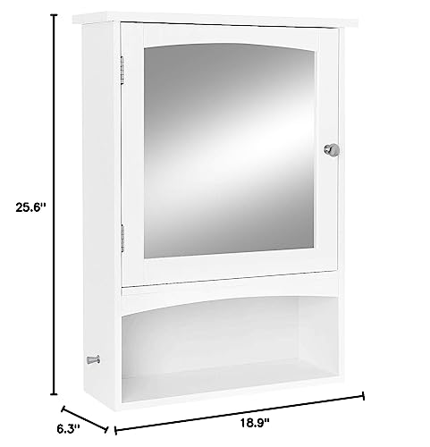 Vasagle Mirror Cabinet, Bathroom Wall Storage Cabinet, Medicine Cabinet, Wooden, White Ubbc21Wt #TOP6