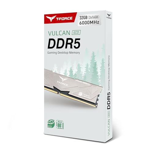 Image of TEAMGROUP T-Force Vulcan ECO DDR5 32GB (2x16GB) 6000MHz (PC5-48000) CL38 Desktop Memory Module Ram for 600 700 Series Chipset XMP 3.0 Silver FLESD532G6000HC38ADC01
