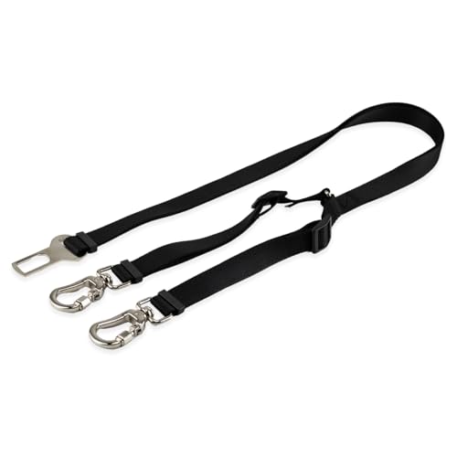 Basic Pet Cinto De Segurança Pet Duplo Universal Cachorro Gato Cães Gatos Carro Coleira Adaptador Ajustável (Preto)