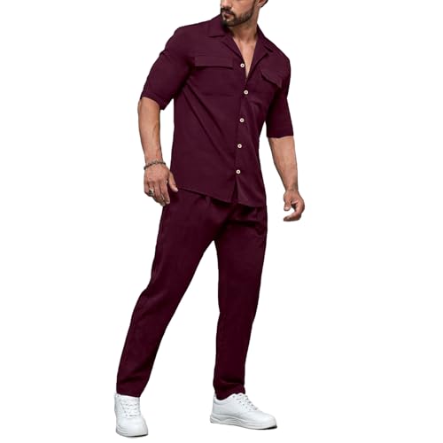 African Suits for Men，2 Piece Shirt Pants Fashion Short Sleeves Dashiki Casual Tribal Attire