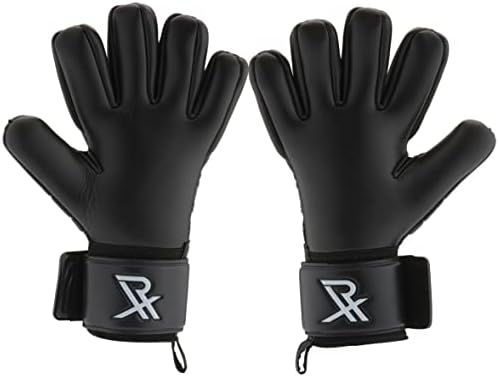Rectrix 1.0 Goalkeeper Gloves (with Free Zip Case) - Negative Cut - Youth & Adult Sizes - Pro-Level Grip for Football Soccer Goalkeeping (7, Black)