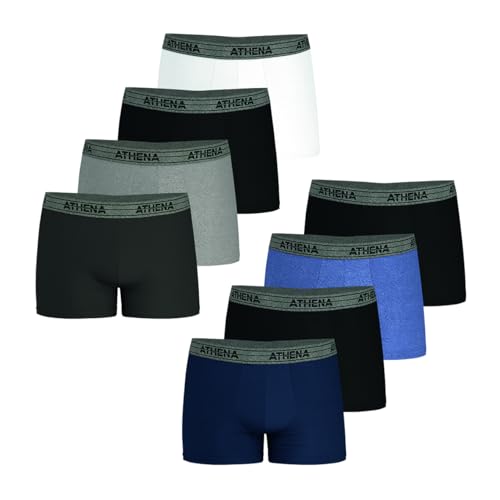 Athena - Lot de 8 Boxers Homme Ecopack - Boxers Coton Stretch Respirant - Label Oeko-TEX® Standard 100 - Coupe Ergonomique, Doublure Avant, Confort et Maintien