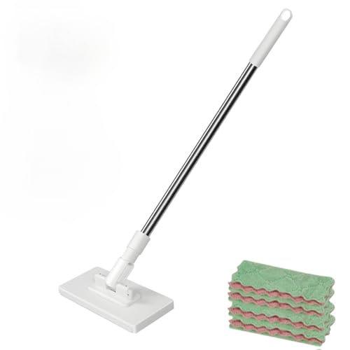 [Aishaba]【怠け者のための福音】自動機能付き手洗い不要モップ 自動で雑巾を挟むモップ 乾湿両用モップ 延長されたポール設計 360度回転 1秒着脱 フローリングワイパー フロア用掃除道具 手を汚さない ベランダ/玄関/床/フロアにも適用