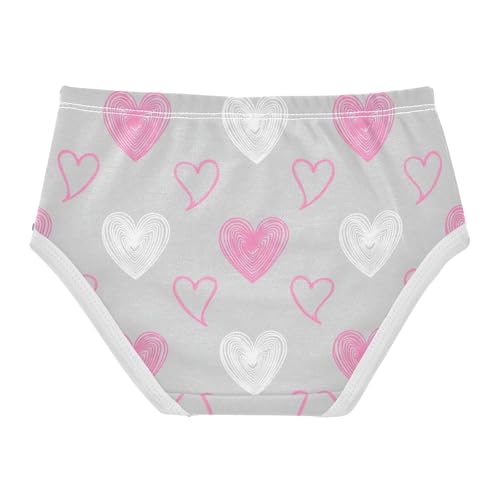 White Pink Hearts Gray Panties for Girl Toddler Underwear Custom Cotton Fun Kids Briefs Undies 2t2