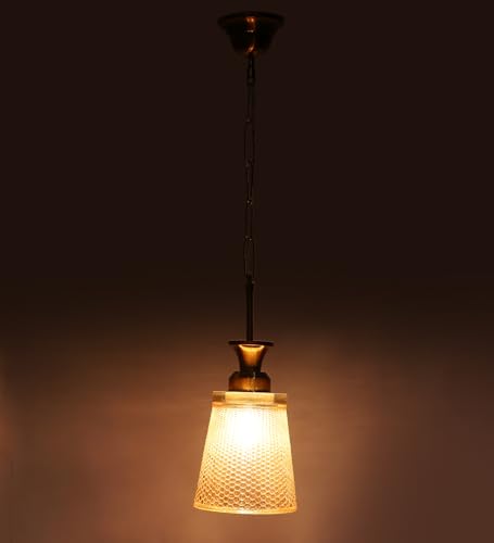 Image of ELIANTE NovaGlow Hanging Light with E27 Holder and Gold Glass Shade | | 3 Years Warranty | Free - LED LAMP
