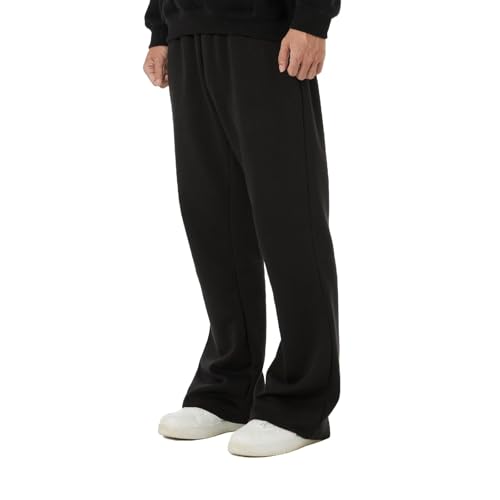 BRISIRA Mens Sweatpants Flare Fleece Lined Baggy Pants with Pockets Elastic Drawstring Bell Bottoms Wide Leg3