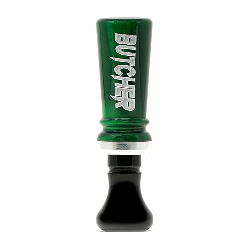 Elite Duck Calls - Short Barrel Butcher Cutdown Single Reed Acrylic Duck Call (Green Pearl/Black)