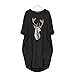 Oversize Shirt Damen Langarm Tshirt Kleid Lose Oberteile Lang mit Taschen Damen Kleid Weihnachten niedlich Bedruckt O-Ausschnitt Langarm Tasche Langer Rock Herbst Winter Casual Lose Kleid