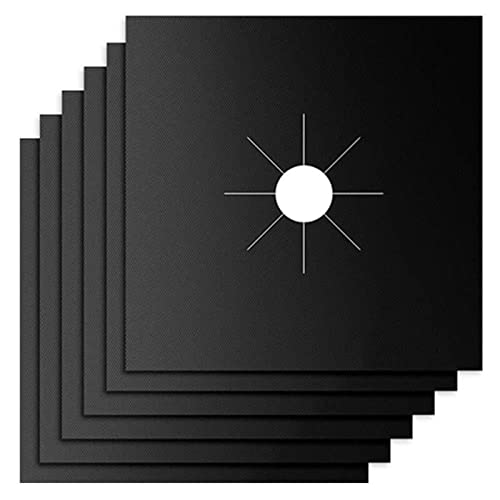 6 Pieces Stove Top Covers, Reusable, Non-Stick, Stove Burner Foils, Area Protector for Kitchen, Heat Area, Covers, 10.6 x 10.6 Grill Steel Plate (Black, One Size)