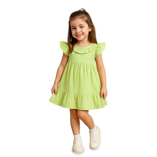 Image of Kidbea Baby Girls Cotton Dress for Kids | Soft, Breathable & Comfortable Western Frock | Trendy Casual, Party & Festive Outfit for Girls