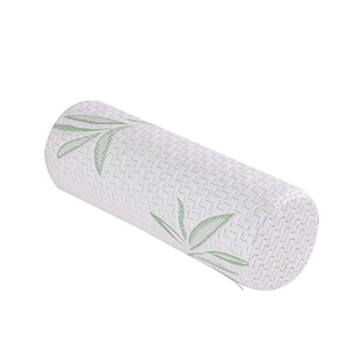 sheltin Neck Roll Pillow for Sleeping-Memory Foam Cylinder Round Cushion Cervical Bolster with Hypoallergenic Removable Bamboo Cover -The Comfortable Body Pillow for Belly,Knees Pain Relief(17X6 Inch)