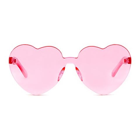 GIFIORE Heart Sunglasses for Women Cute Rimless Heart Shaped Sun Glasses Candy Color Shades (Pink) Cover
