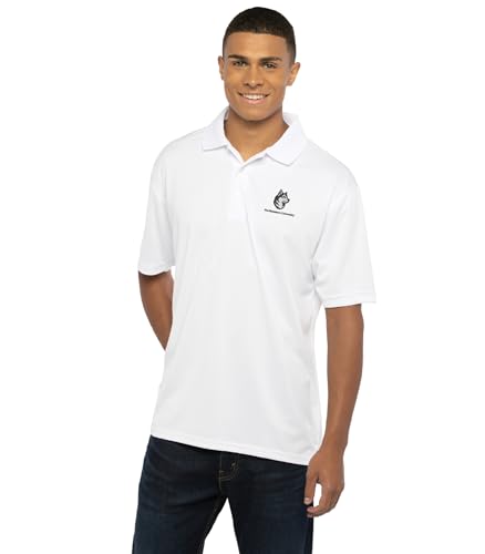 Vantage Apparel Men's Collegiate Premium Moisture Wicking White Icon Polo, Northeastern Huskies, 5X-Large