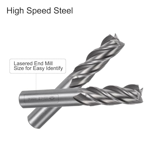 Image of uxcell Carbide End Mills Sets 4-Flute 2mm 3mm 4mm 5mm 6mm 7mm 8mm 9mm 10mm 12mm High-Speed Steel CNC Milling Cutter Bits Tool for Aluminum Steel Cutting Metalworking