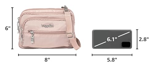 Image of Baggallini Triple Zip Small Crossbody Bag for Women - Lightweight Convertible Fanny Pack Belt Bag