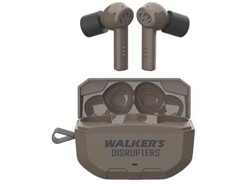 Walker's Disrupter Bluetooth Earbuds - Hunting Range Shooting Active Lifestyle Ear Protection Hearing Enhancement Noise-Cancelling Rechargeable Wireless Electronic Earbuds - FDE