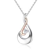 Hioed Collar con colgante de corazón de plata de ley 925 con forma de lágrima y gota de agua, urna de cremación, recuerdo, cenizas conmemorativas para las mujeres