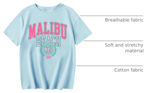 Image of Sulayesh Cute Letter Graphic Tees for Girls Preppy Aesthetic Shirts Oversized Trendy T Shirts Loose Casual Summer Tops
