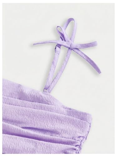 Image of SHENHE Girl's Smocked Ruched A Line Swing Dress Layered Tie Shoulder Flowy Cami Short Dress