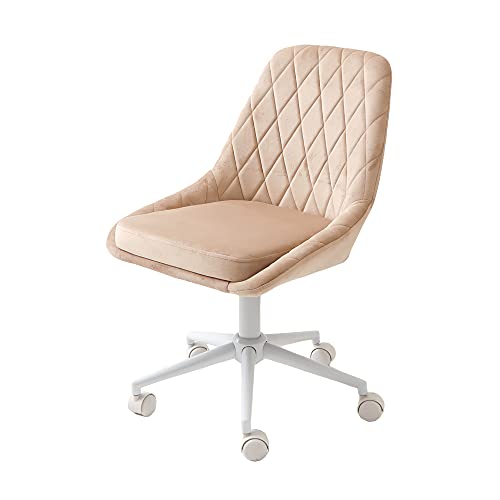 ヤマソロ デスクチェア オフィスチェア おしゃれ ベロア テレワーク キャスター 昇降 回転 ファブリック くすみカラー Leria レリア 42-755 (ベージュ)