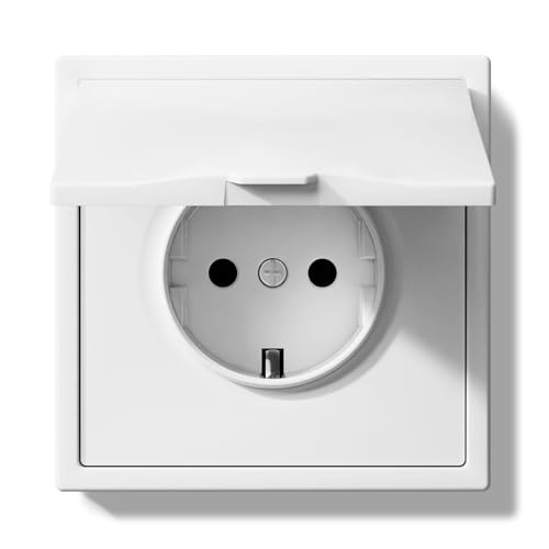 BSEED Steckdose Unterputz mit Wasserdicht Abdeckung, 250V 16A Aussensteckdose mit PC Rahmen, Wandsteckdose mit Krallen Für Feuchträume Badezimmer, 1 Fach Weiß