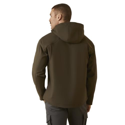 Image of ARIAT Men's Rebar Stretch Canvas Softshell Hooded Logo Jacket