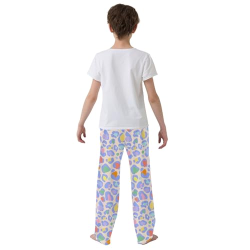ZZXXB Watercolor Cheetah Print Boys Long Pants Soft Trousers Elastic Waist Kids Lounge Bottoms with Pockets S-XL3